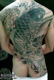 koko selkä Musta harmaa kalmari tatuointikuvio