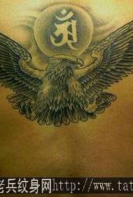 Eagle-tatuointikuvio: Back Eagle Sanskrit -tatuointikuvio