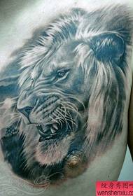 rinnassa super viileä komea leijonanpää tatuointikuvio