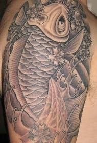 Félkövér koi fekete tetoválás minta