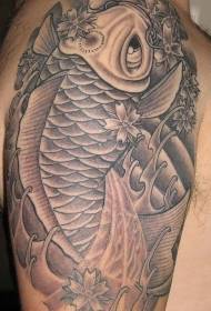 Modello di tatuaggio nero grassetto koi