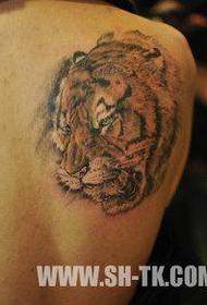 girl back popular tiger head tattoo patroon