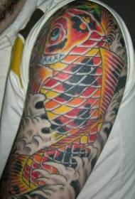 modello di tatuaggio koi spalla grande colore