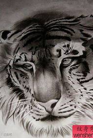 rękopis tatuażu tępa głowa tygrysa