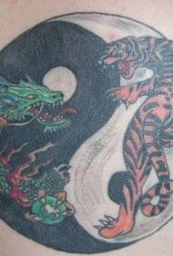 Yin Yang juoru ja tiikeri lohikäärme tatuointi malli