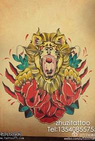Modello di tatuaggio del leone rosa dorato
