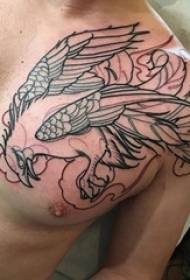 muchachos en el pecho en la línea negra boceto imágenes dominantes del tatuaje del águila
