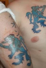 modello di tatuaggio leone minimalista blu