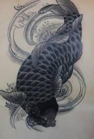 mudellu di tatuaggi di pesci koi negru