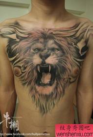Veteran tattoo show picture bar recommended a chest domineering lion tattoo works