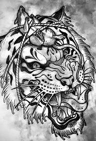 Manuscrito de tatuaje de tigre y ratón
