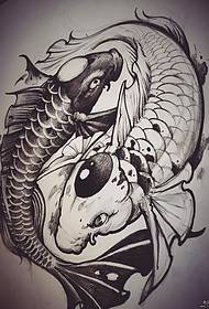 Taiji squid dub grey tattoo qauv sau ntawv