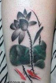 leg ink painting squid lotus tattoo pattern