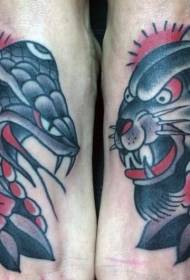 modèle de tatouage serpent et lion pervers de style asiatique