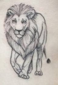 domineering black gray point thorn simple line astrattu picculu animali leone tatuaggi stampa