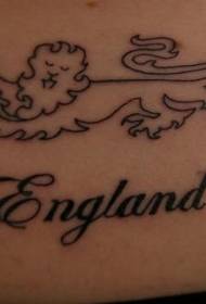 tatuaggio di alfabeto inglese leone minimalista nero in vita