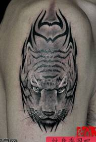 classic domineering arm tiger head tattoo pattern