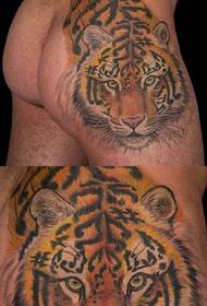 Татуировка с изображением тигра: Цветная татуировка с изображением головы тигра
