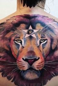 drenge tilbage malet akvarel skitse kreative stort område løve tatovering billeder