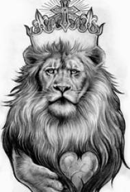 black gray sketch creative domineering animal lion tattoo manuscript
