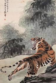 Kinesisk stil blæk tiger tatoveringsmønster