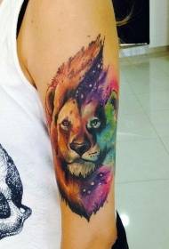 brako akvo koloro leono tatuaje ŝablono