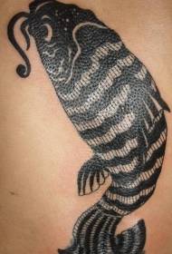 czarno-biały wzór tatuażu sztuki koi