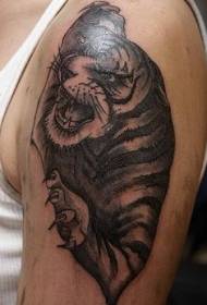 Modeli i hollë tatuazh me tigër i zi gri i zi