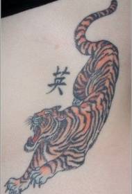 Karakter Cina sareng pola tato macan turun