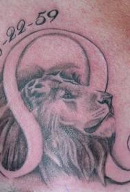 tatuaje de símbolo del zodiaco Leo marrón trasero