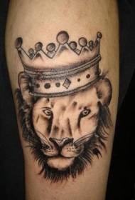 Crown Lion Head намунаи Tattoo сиёҳ