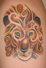 肩膀彩色的獅子頭紋身圖片