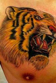 modello di tatuaggio testa di tigre dall'aspetto duro sul petto 129557 - modello di tatuaggio tigre sopra la spalla preferito dagli uomini