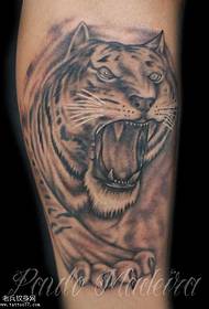 leg black gray tiger tattoo pattern