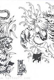 Két csoport a hagyományos tigrisek tetoválás minta