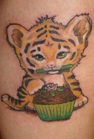 simpatico tatuaggio tigre e torta