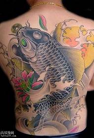 full back black squid tattoo pattern