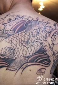 malaking koi tattoo pattern ng likod na mga tinik