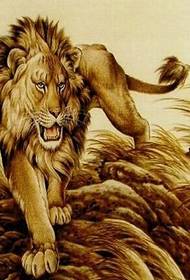 anbefaler et dominerende løve tatoveringsmanuskriptbillede