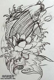 manuscript line of squid lotus tattoo pattern