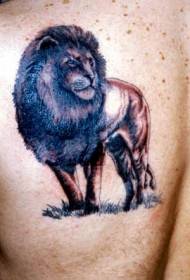 modèle de tatouage de lion vieux épaule bleu