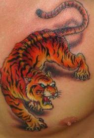 Tiger Tattoo Model: Կրծքավանդակի գույնի վագրի դաջվածքի ձև