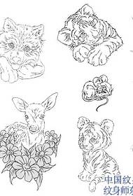 Modeli i Tattoo Kafshëve: Mouse Tiger Bunny Modeli i Tattoo