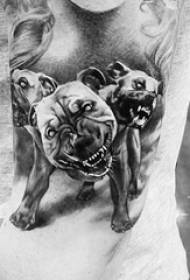 różnorodność okropnie pomalowanego zwierzęcego piekła trójgłowego tatuażu dla psa