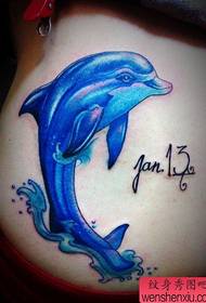 kyakkyawan ƙyallen kyakkyawan launi dabbar dolphin tattoo