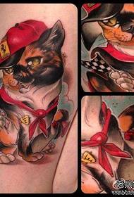 popular and very handsome a European and American cat tattoo pattern