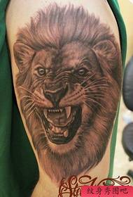 un modello di tatuaggio testa di leone prepotente