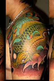 Schëlleraarm Squid Chrysanthemum Tattoo Muster 131335 - gëeegent fir e voll-zréck Karp Lotus Tattoo Muster Manuskript