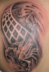 Modeli Tattoo i Zi dhe Gri Piskatore