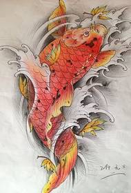 traditionelles Lotus Karpfen Tattoo Manuskript Bild